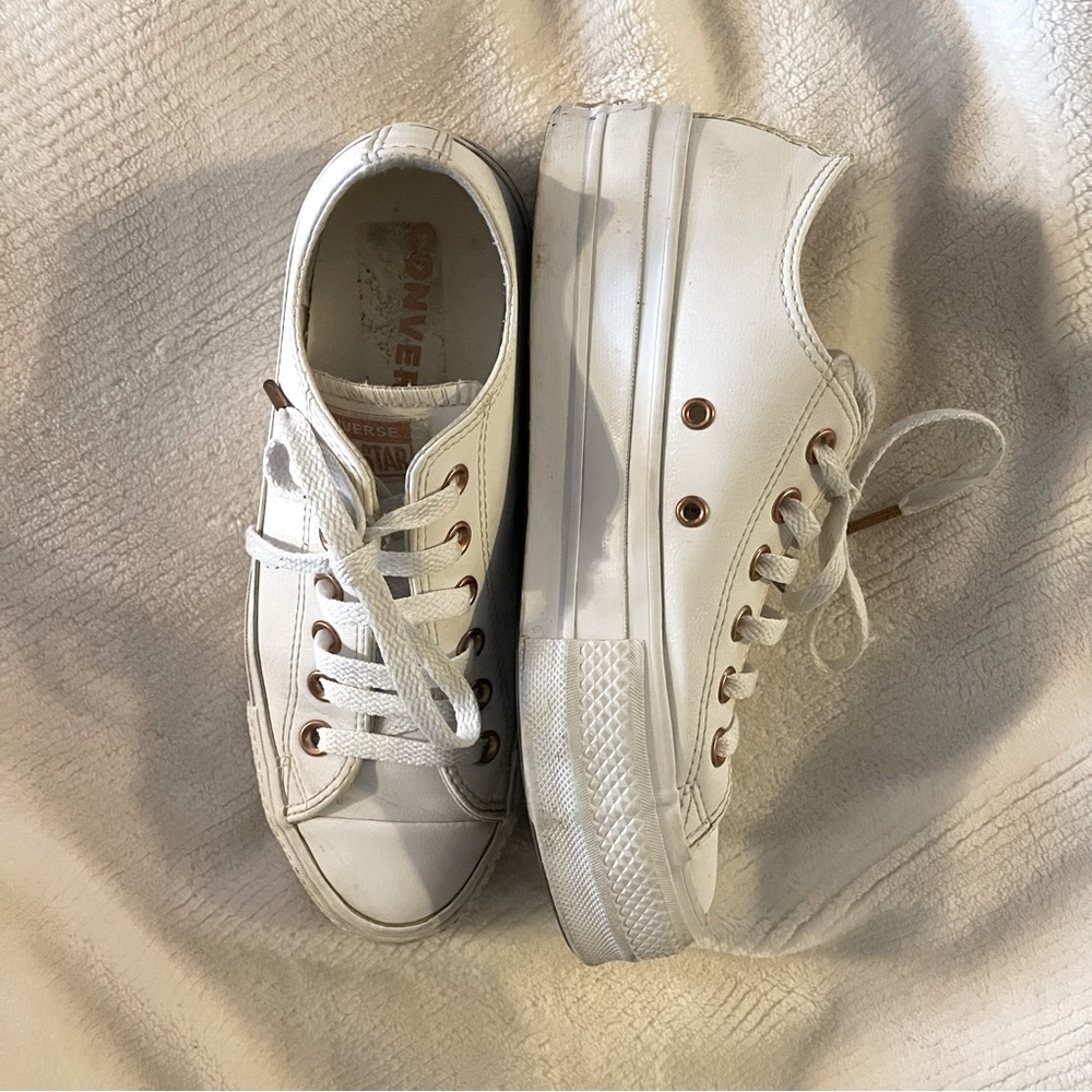 White leather Hight Platform Converse